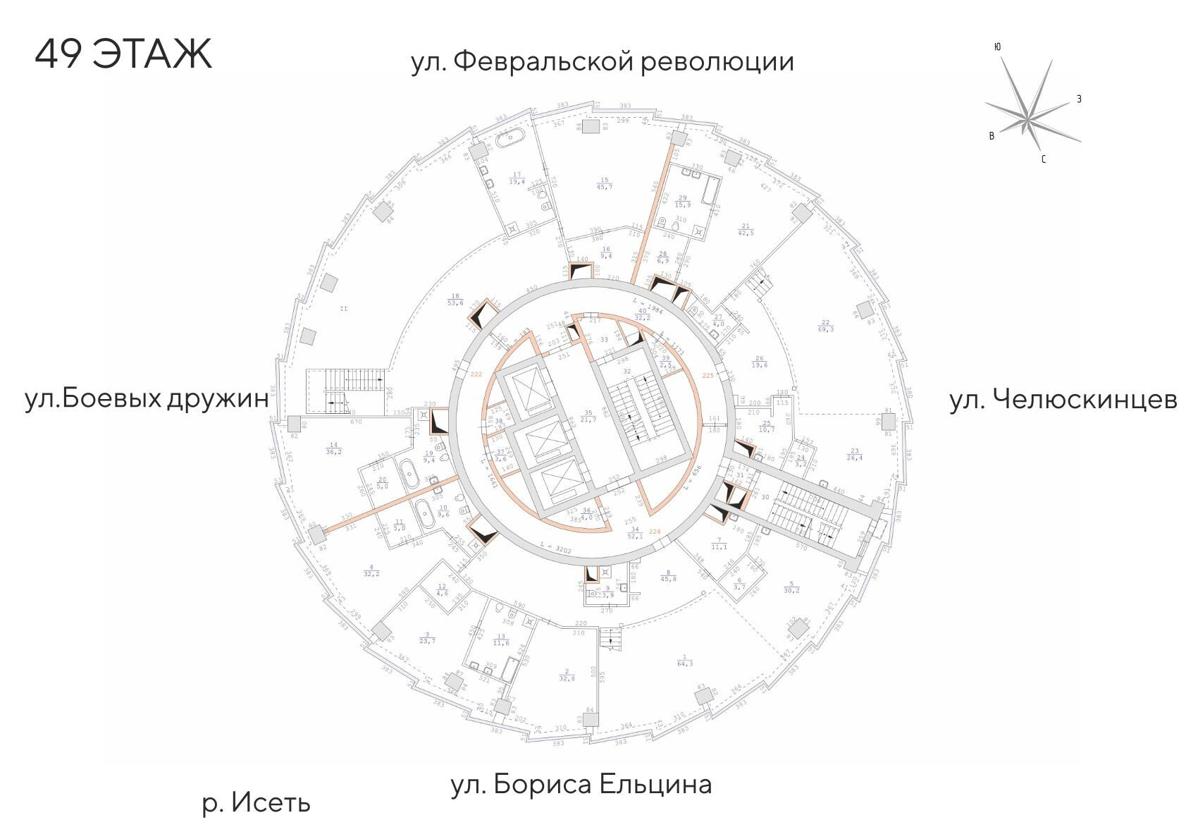 4 к. квартира (апартаменты), Исеть, ул. Бориса Ельцина, д. 6,  кв. 225, пд.1, эт. 49/52, 456,6 м², 230 560 000 ₽, 504 949,63