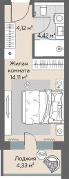 1 к. квартира, Шермонт 1 очередь, ул. Весенняя, д. 62,  кв. 817, пд.1, эт. 8/10, 24.82 м², 10 888 000 ₽, (438 678 ₽/м²)