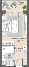 1 к. квартира, Шермонт 1 очередь, ул. Весенняя, д. 62,  кв. 805, пд.1, эт. 8/10, 24.9 м², 10 574 000 ₽, (424 659 ₽/м²)