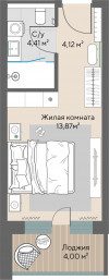 1 к. квартира, Шермонт 1 очередь, ул. Весенняя, д. 62,  кв. 628, пд.1, эт. 6/10, 24.4 м², 11 305 000 ₽, (463 320 ₽/м²)