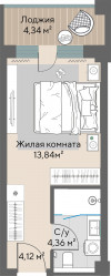 1 к. квартира, Шермонт 1 очередь, ул. Весенняя, д. 62,  кв. 642, пд.1, эт. 6/10, 24.49 м², 11 348 000 ₽, (463 373 ₽/м²)