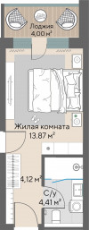 1 к. квартира, Шермонт 1 очередь, ул. Весенняя, д. 62,  кв. 645, пд.1, эт. 6/10, 24.4 м², 11 262 000 ₽, (461 557 ₽/м²)