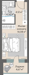 1 к. квартира, Шермонт 1 очередь, ул. Весенняя, д. 62,  кв. 916, пд.1, эт. 9/10, 24.9 м², 11 262 000 ₽, (452 289 ₽/м²)