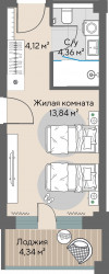 1 к. квартира, Шермонт 1 очередь, ул. Весенняя, д. 62,  кв. 520, пд.1, эт. 5/10, 24.49 м², 11 402 000 ₽, (465 578 ₽/м²)