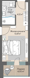 1 к. квартира, Шермонт 1 очередь, ул. Весенняя, д. 62,  кв. 528, пд.1, эт. 5/10, 24.41 м², 11 359 000 ₽, (465 342 ₽/м²)