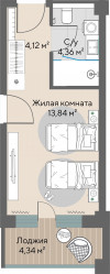 1 к. квартира, Шермонт 1 очередь, ул. Весенняя, д. 62,  кв. 620, пд.1, эт. 6/10, 24.49 м², 11 478 000 ₽, (468 681 ₽/м²)