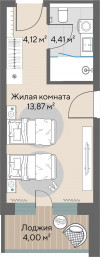 1 к. квартира, Шермонт 1 очередь, ул. Весенняя, д. 62,  кв. 617, пд.1, эт. 6/10, 24.4 м², 11 433 000 ₽, (468 566 ₽/м²)