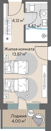 1 к. квартира, Шермонт 1 очередь, ул. Весенняя, д. 62,  кв. 517, пд.1, эт. 5/10, 24.41 м², 12 041 000 ₽, (493 281 ₽/м²)