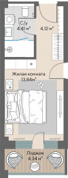 1 к. квартира, Шермонт 1 очередь, ул. Весенняя, д. 62,  кв. 625, пд.1, эт. 6/10, 24.49 м², 11 478 000 ₽, (468 681 ₽/м²)