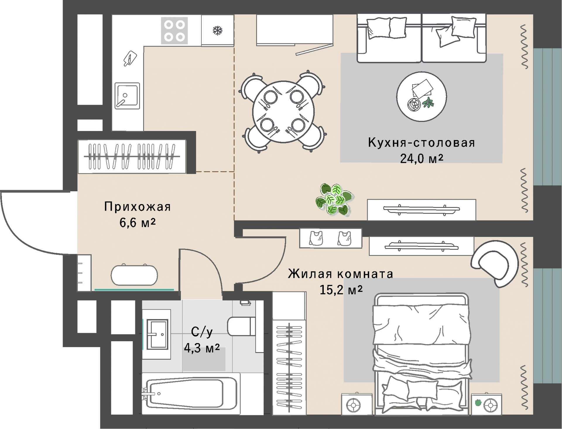 1 к. квартира, ЖК «Изумрудный бор» 6 квартал_1 строительства_подэтап 1.2 очередь, пр-кт Космонавтов, д. 108,  кв. 68, пд.1, эт. 10/29, 50,1 м², 7 961 000 ₽, 158 902 ₽/м²