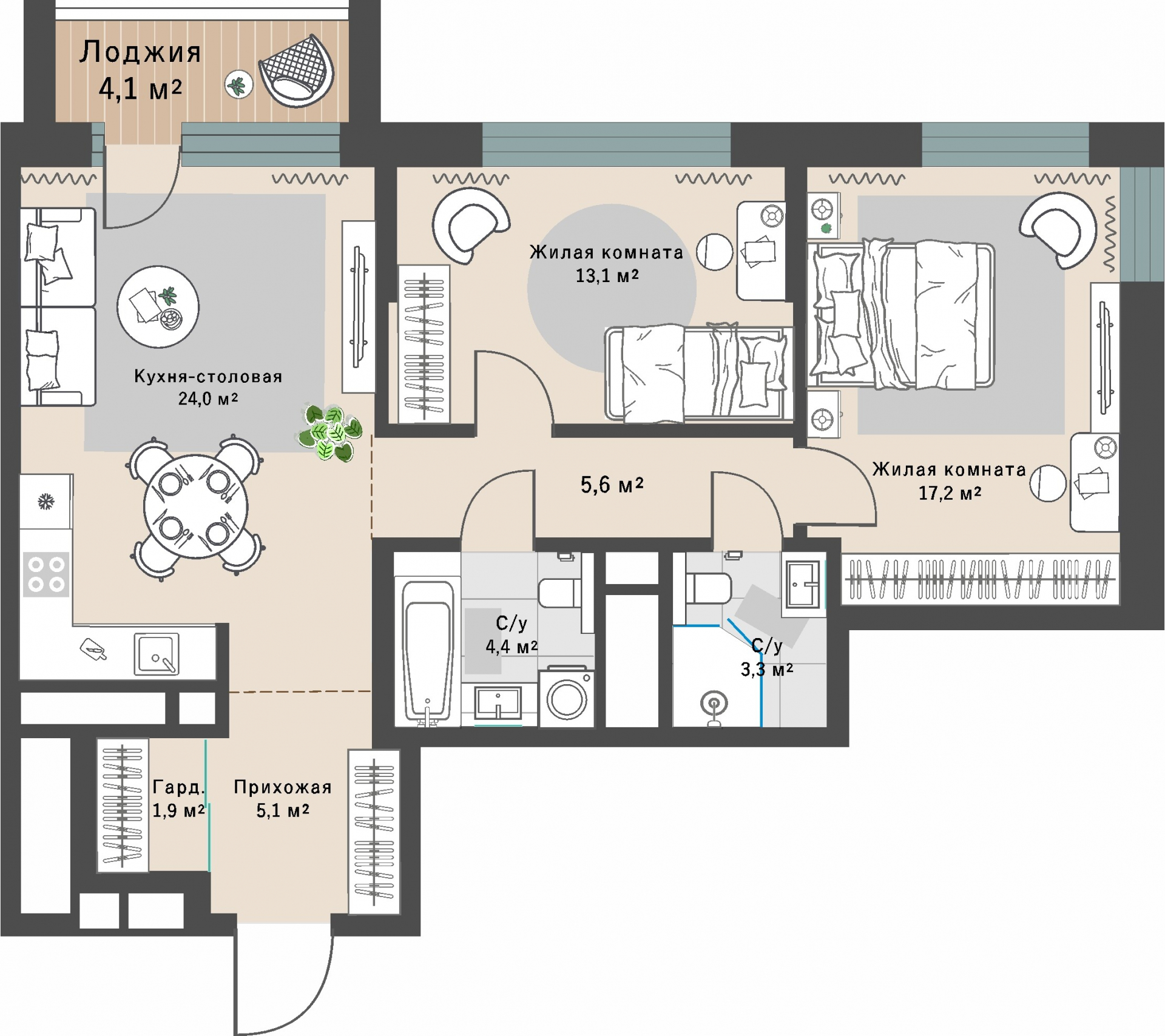 2 к. квартира, ЖК «Изумрудный бор» 6 квартал_1 строительства_подэтап 1.2 очередь, пр-кт Космонавтов, д. 108,  кв. 48, пд.1, эт. 8/29, 76,7 м², 10 742 000 ₽, 140 052 ₽/м²