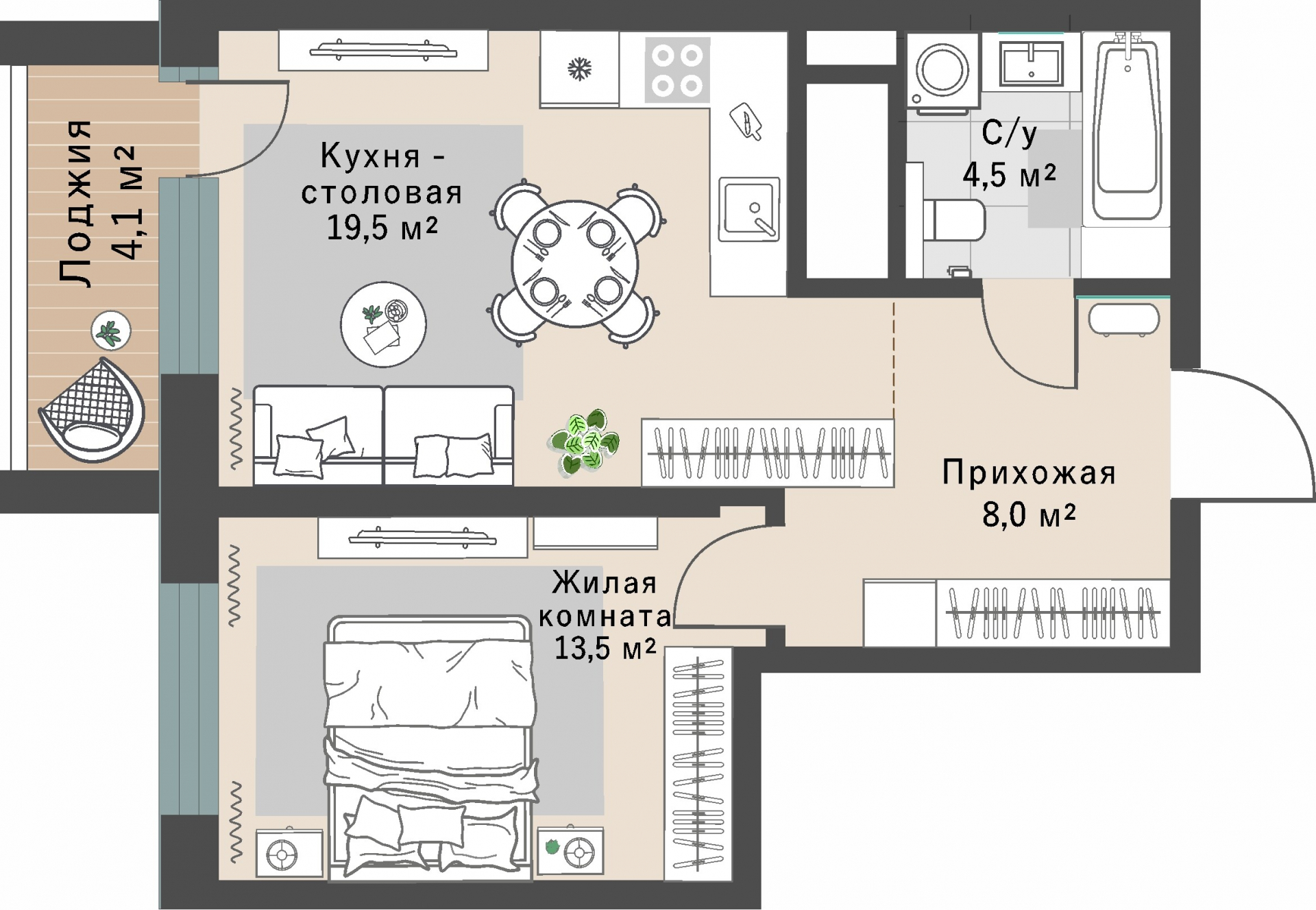1 к. квартира, ЖК «Изумрудный бор» 6 квартал_1 строительства_подэтап 1.2 очередь, пр-кт Космонавтов, д. 108,  кв. 198, пд.1, эт. 24/29, 47,6 м², 8 048 000 ₽, 169 076 ₽/м²