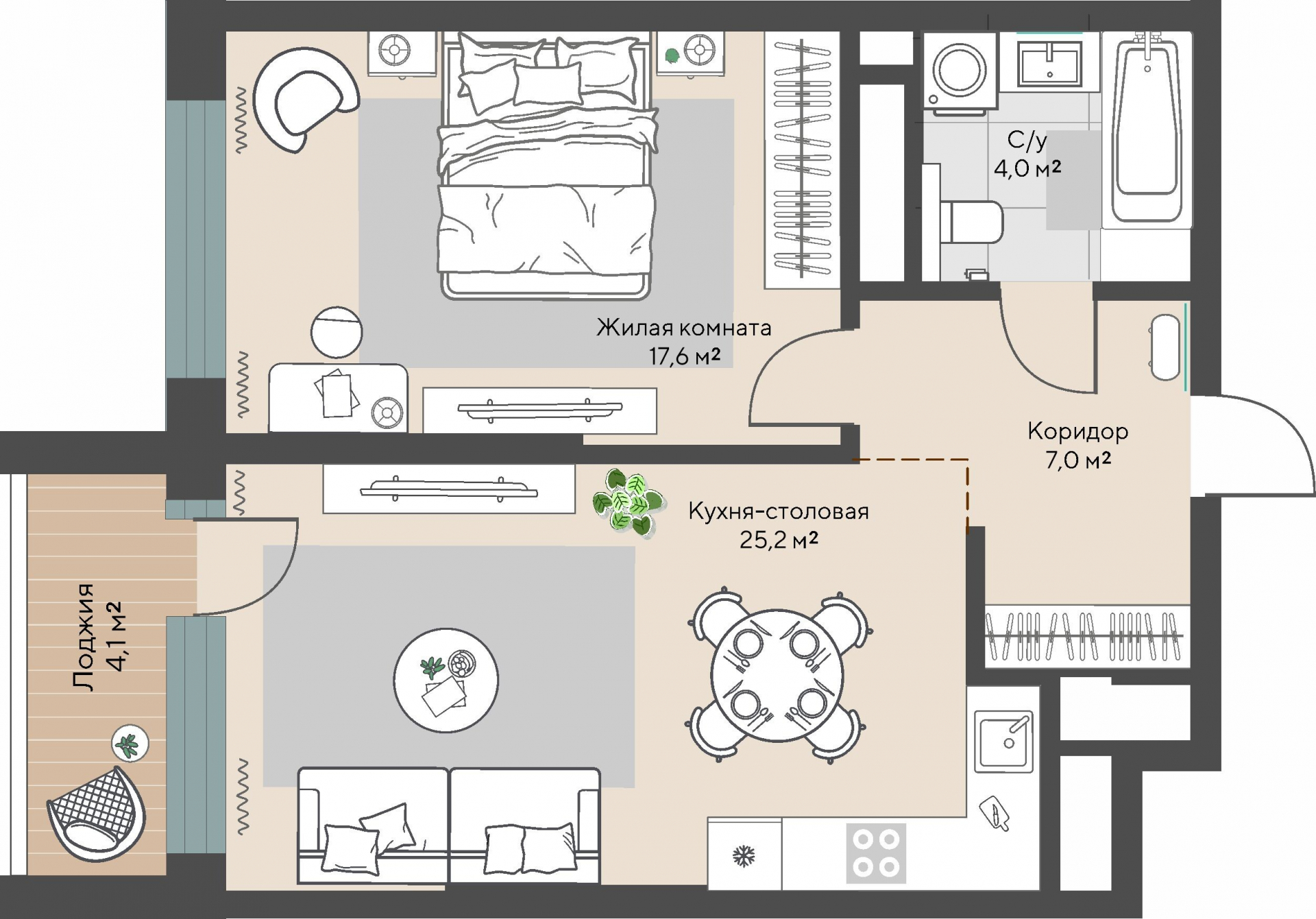 1 к. квартира, пр-кт Космонавтов 108, 6 квартал,жилой дом №1, кв. 67, пд.1, эт. 9/30, 55,9 м², 8 848 000 ₽, 158 283 ₽/м²