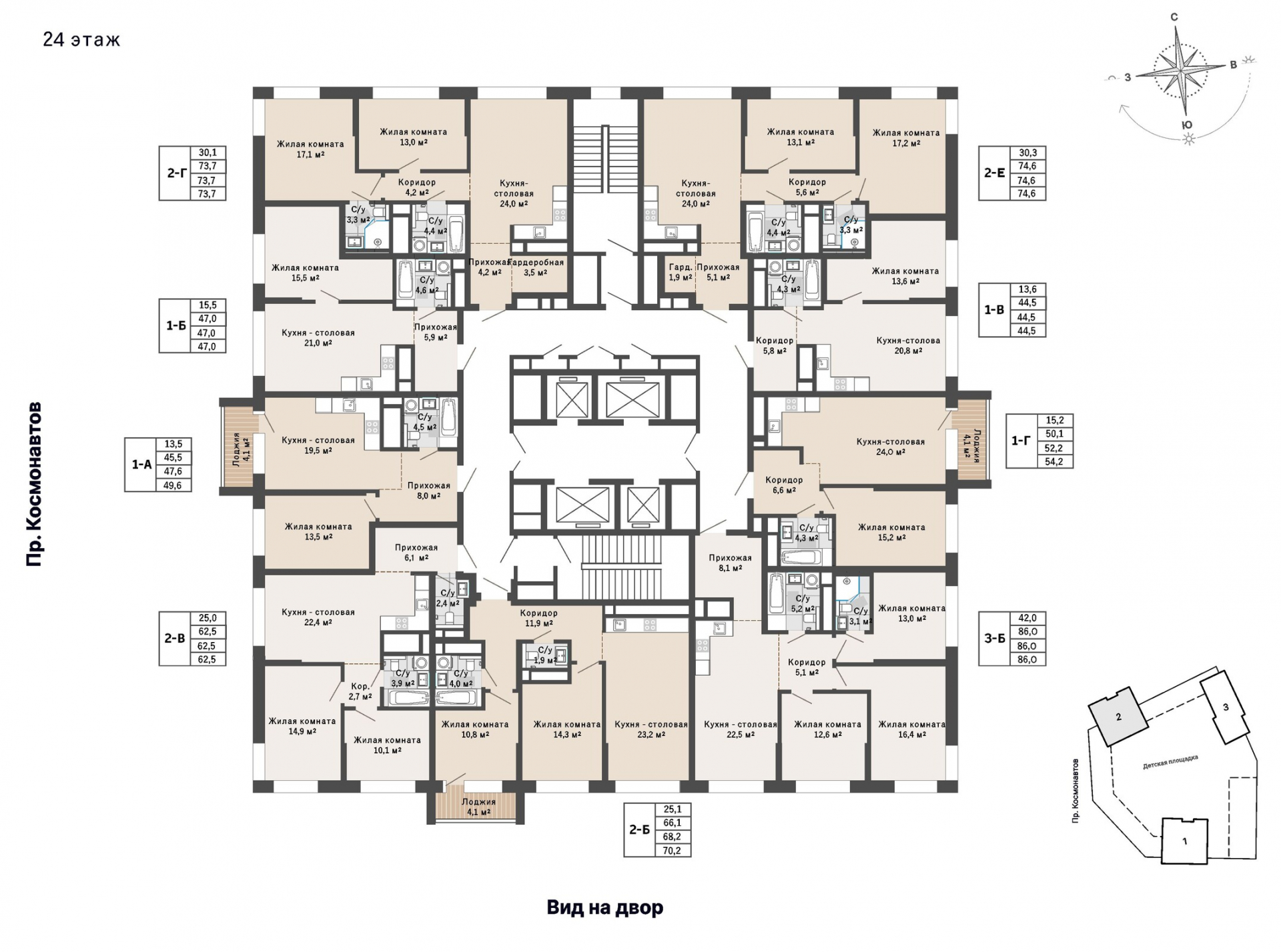 2 к. квартира, ЖК «Изумрудный бор» 6 квартал_1 строительства_подэтап 1.2 очередь, пр-кт Космонавтов, д. 108,  кв. 196, пд.1, эт. 24/29, 68,2 м², 10 350 000 ₽, 151 760 ₽/м²