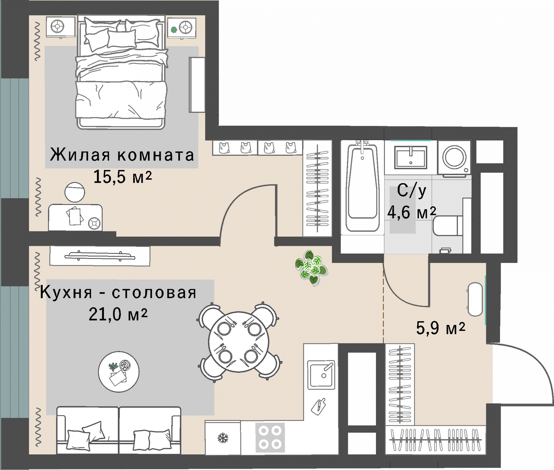 1 к. квартира, ЖК «Изумрудный бор» 6 квартал_1 строительства_подэтап 1.2 очередь, пр-кт Космонавтов, д. 108,  кв. 109, пд.1, эт. 14/29, 47 м², 7 681 000 ₽, 163 426 ₽/м²