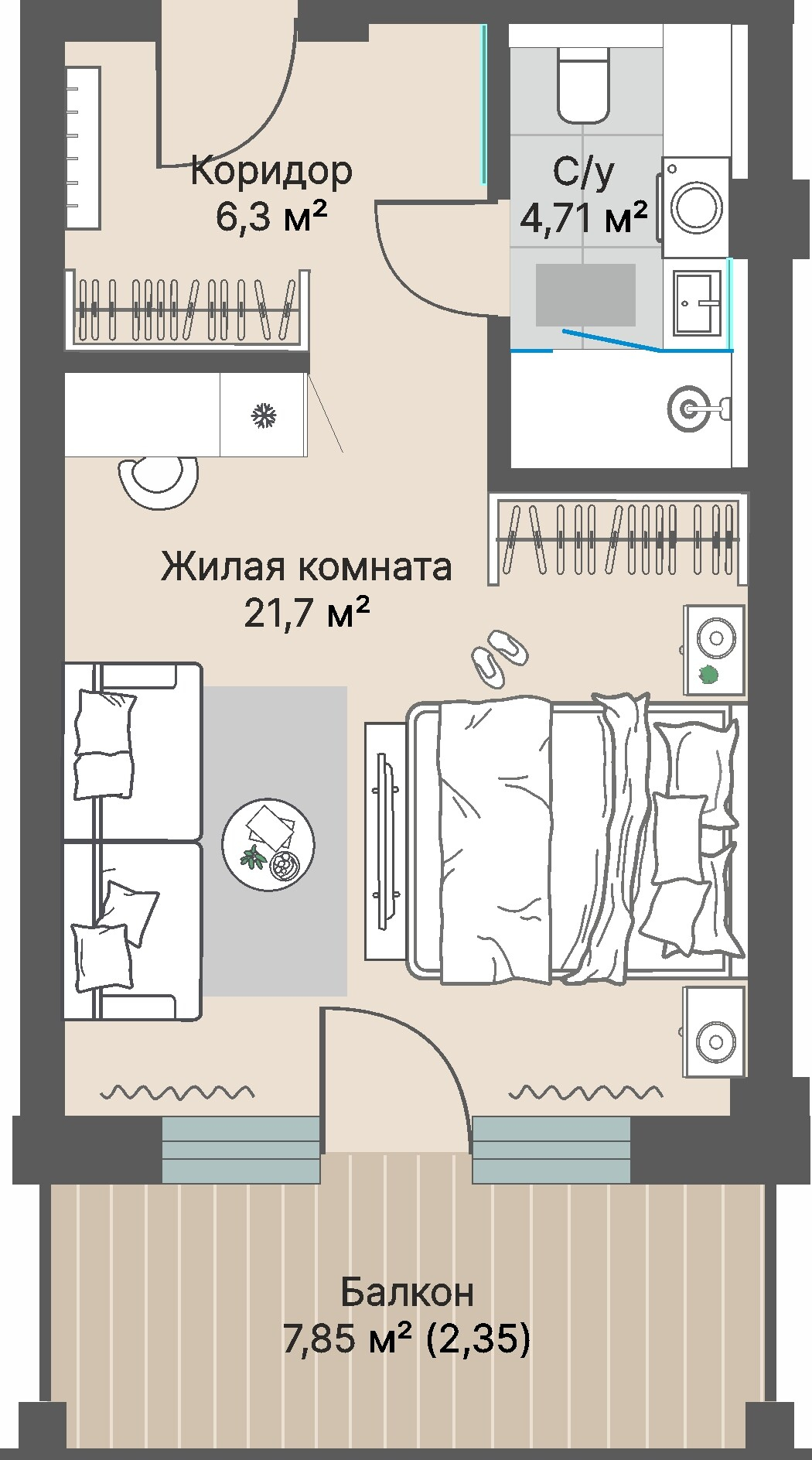 1 к. квартира (гостиничный номер), отель Шермонт 3 очередь, ул. Весенняя,  кв. 508, пд.1, эт. 5/12, 34,7 м², 13 271 000 ₽, 382 450 ₽/м²