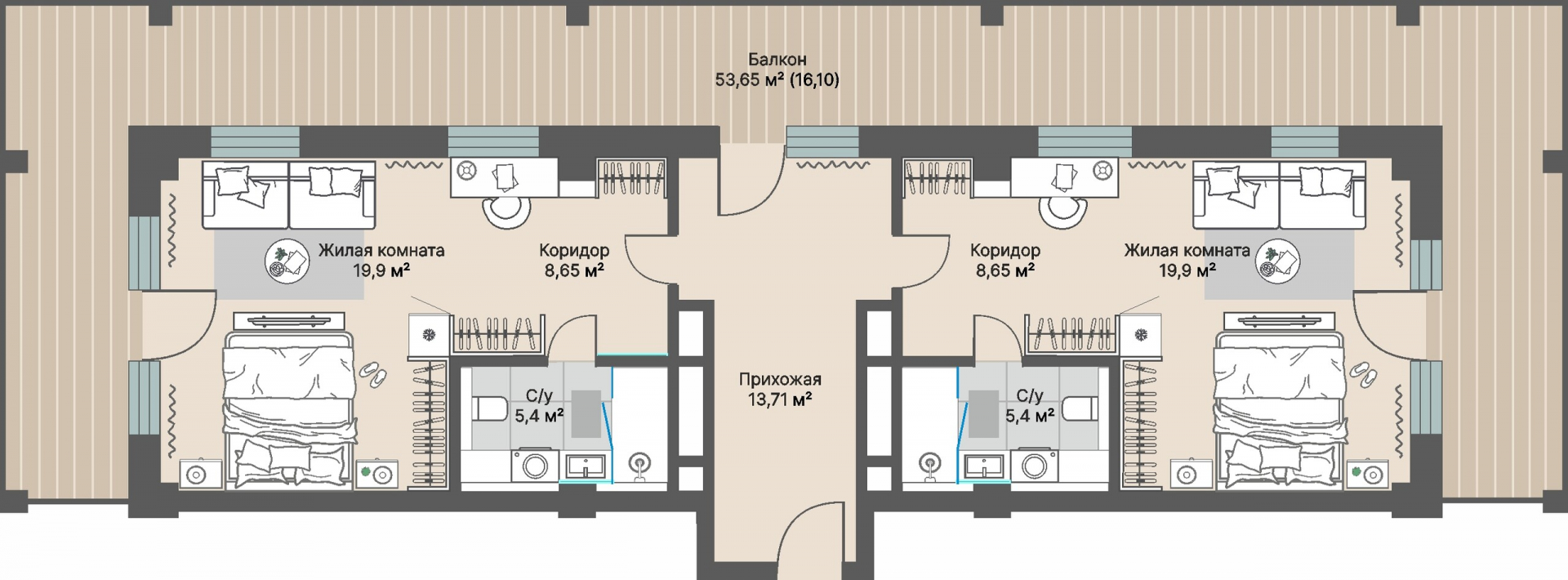 2 к. квартира (гостиничный номер), отель Шермонт 3 очередь, ул. Весенняя,  кв. 520, пд.1, эт. 5/12, 86,51 м², 28 307 000 ₽, 327 211 ₽/м²
