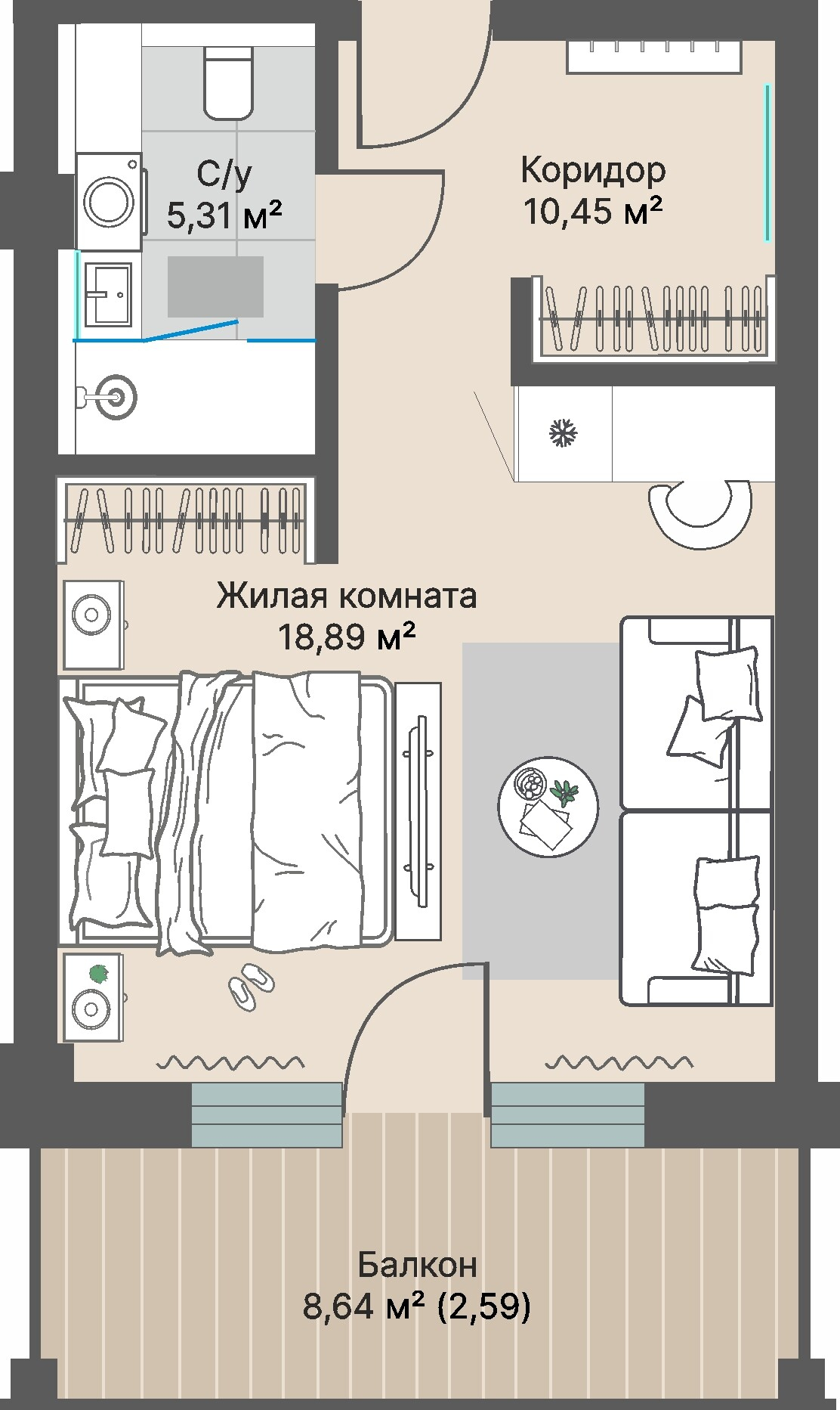 1 к. квартира (гостиничный номер), отель Шермонт 3 очередь, ул. Весенняя,  кв. 813, пд.1, эт. 8/12, 37,55 м², 13 664 000 ₽, 363 888 ₽/м²