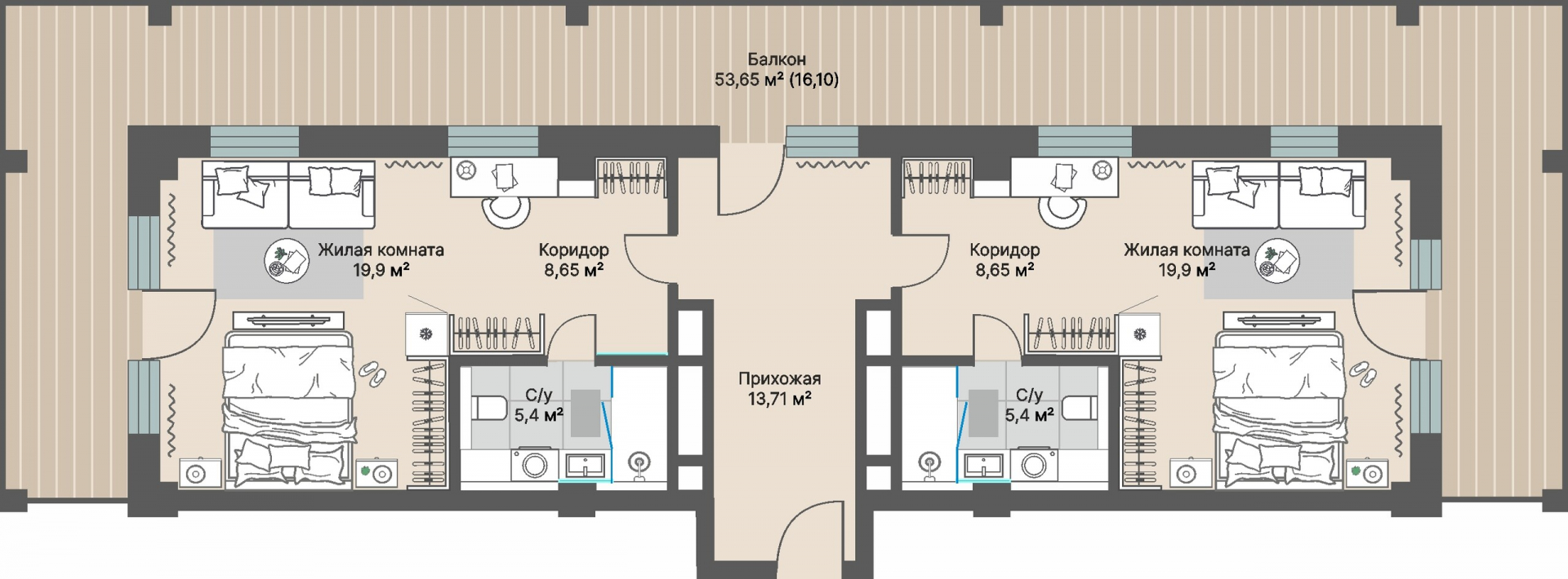 2 к. квартира (гостиничный номер), отель Шермонт 3 очередь, ул. Весенняя,  кв. 607, пд.1, эт. 6/12, 86,51 м², 28 761 000 ₽, 332 459 ₽/м²