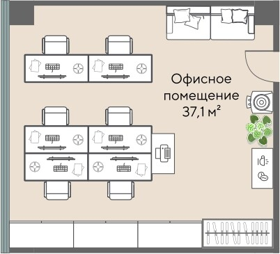 Коммерческий объект, 37,1 м², 16 213 294 ₽, 437 016 ₽/м², г. Екатеринбург, ул. Татищева, д. 1,  Офис 05.08, этаж: 5/25