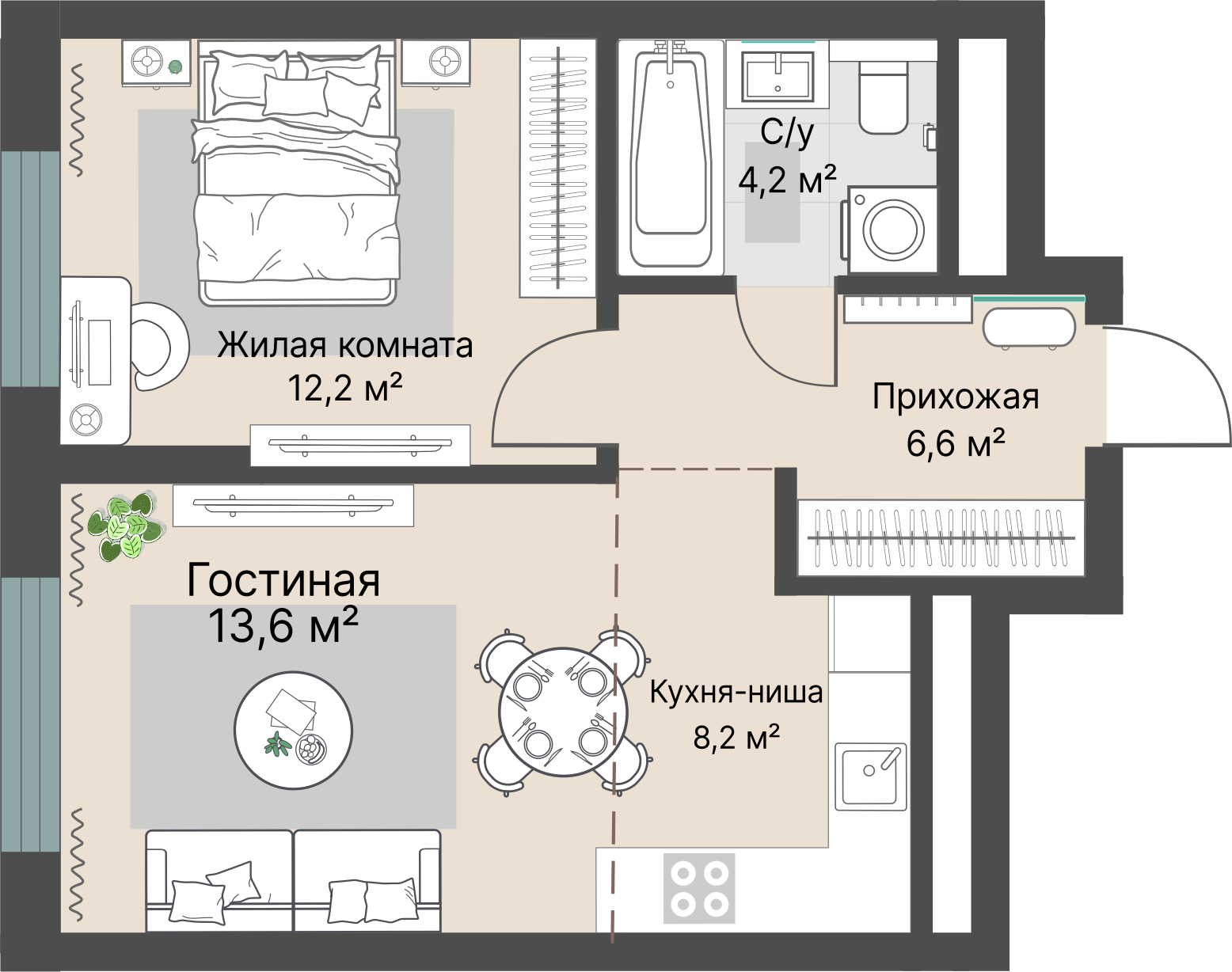 1 к. квартира, «Уралмаш_Дом №1» 1 этап строительства_секция  С1 очередь, пр-кт Космонавтов, д. 25(Уралмаш),  кв. 71, пд.1, эт. 9/29, 44 м², 9 090 000 ₽, 206 591 ₽/м²