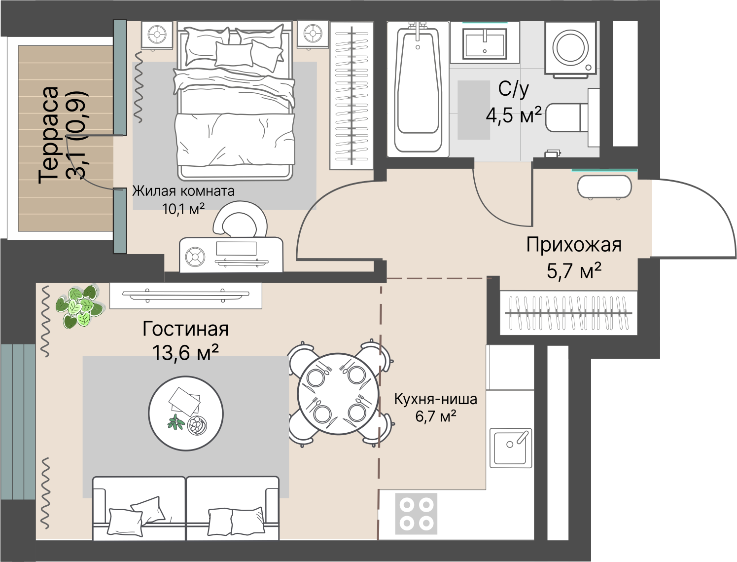 1 к. квартира, «Уралмаш_Дом №1» 1 этап строительства_секция  С1 очередь, пр-кт Космонавтов, д. 25(Уралмаш),  кв. 101, пд.1, эт. 11/29, 41,5 м², 9 060 000 ₽, 218 313 ₽/м²