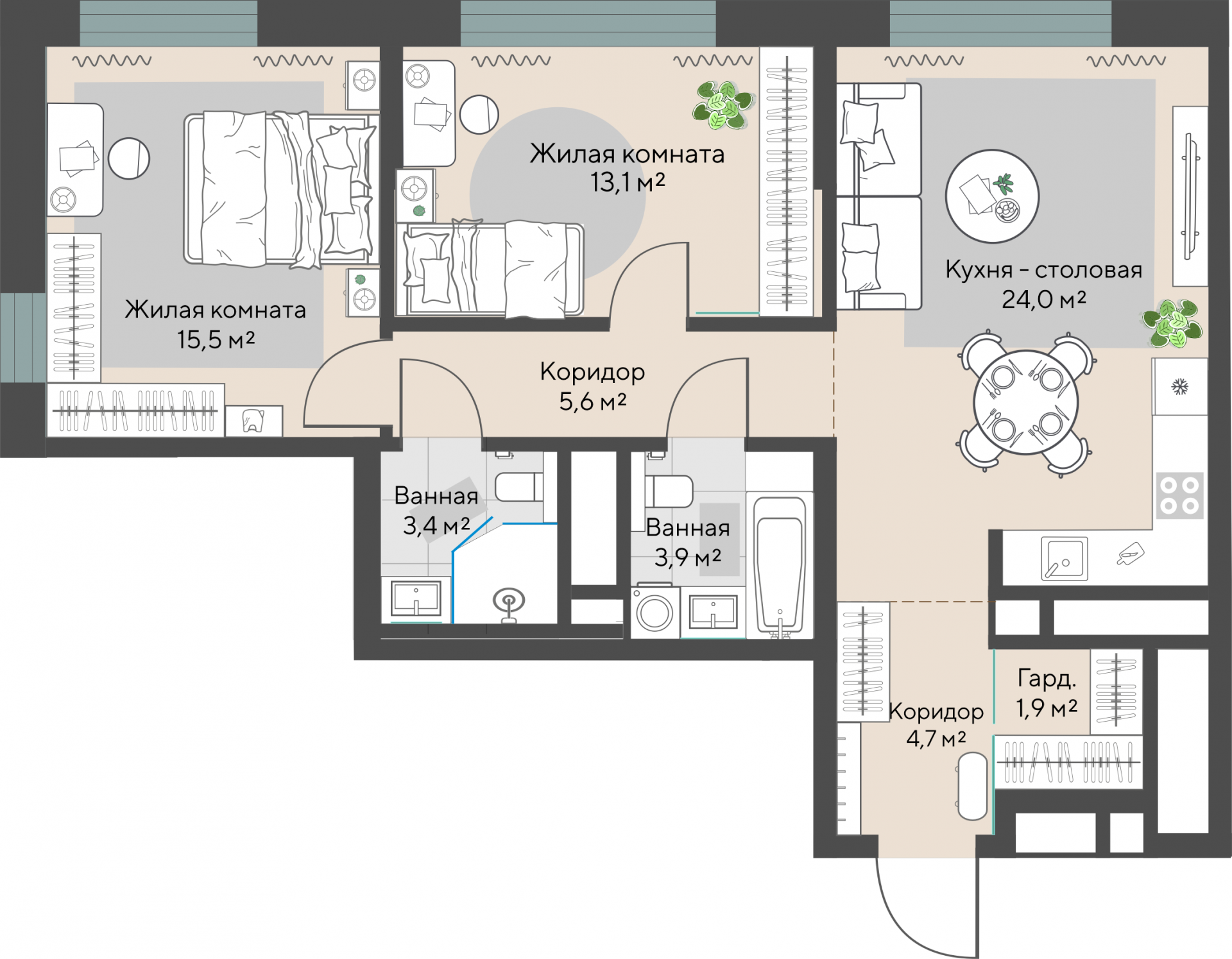 2 к. квартира, пр-кт Космонавтов 108, 6 квартал,жилой дом №1, кв. 204, пд.1, эт. 24/30, 72,1 м², 10 485 000 ₽, 145 423 ₽/м²