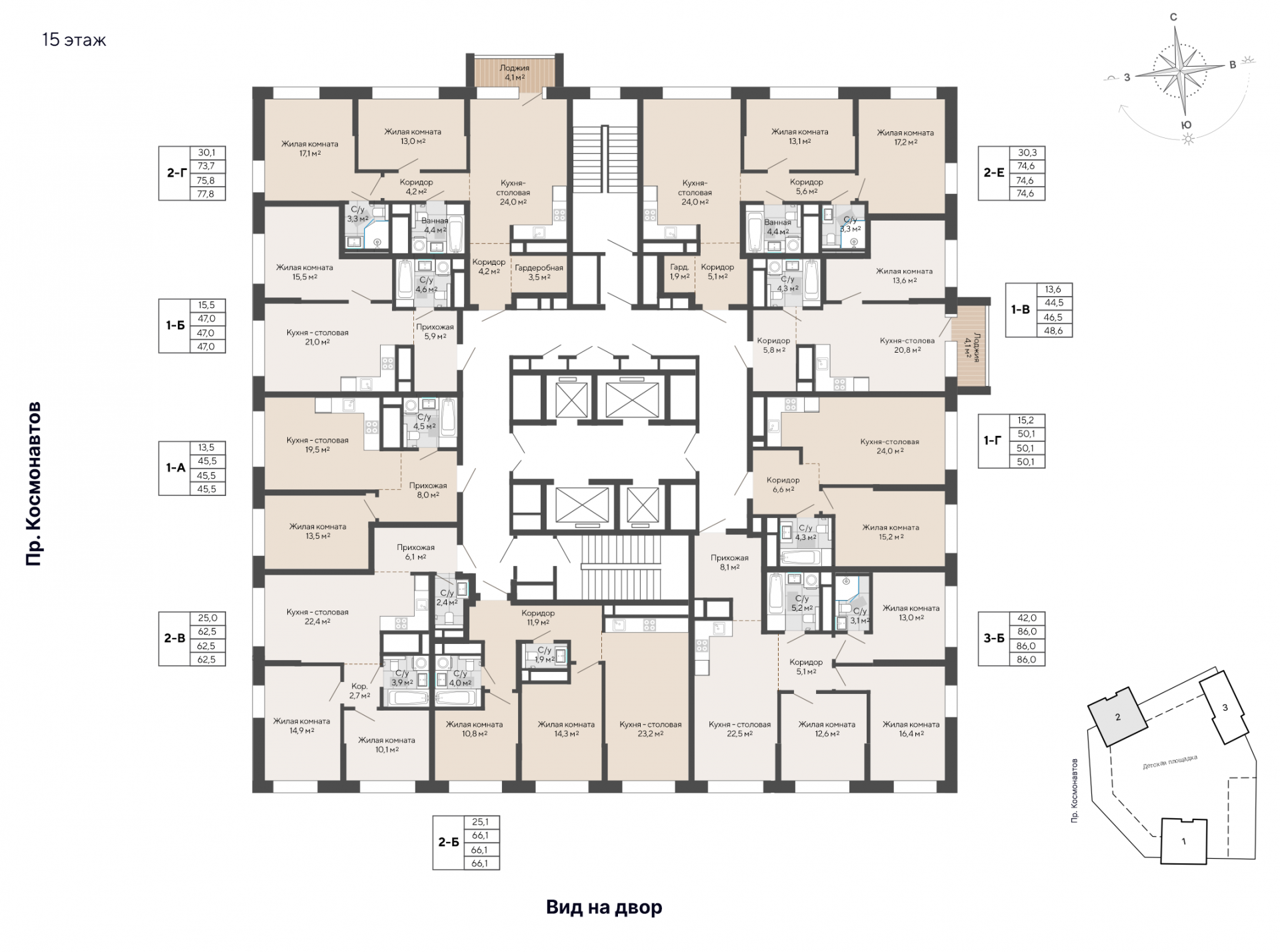3 к. квартира, ЖК «Изумрудный бор» 6 квартал_1 строительства_подэтап 1.2 очередь, пр-кт Космонавтов, д. 108,  кв. 114, пд.1, эт. 15/29, 86 м², 12 586 000 ₽, 146 349 ₽/м²