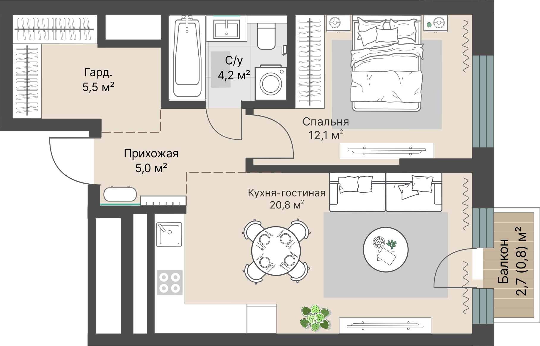 1 к. квартира, «Уралмаш_Дом №1» 1 этап строительства_секция  С1 очередь, пр-кт Космонавтов, д. 25(Уралмаш),  кв. 80, пд.1, эт. 10/29, 48,4 м², 10 321 000 ₽, 213 244 ₽/м²