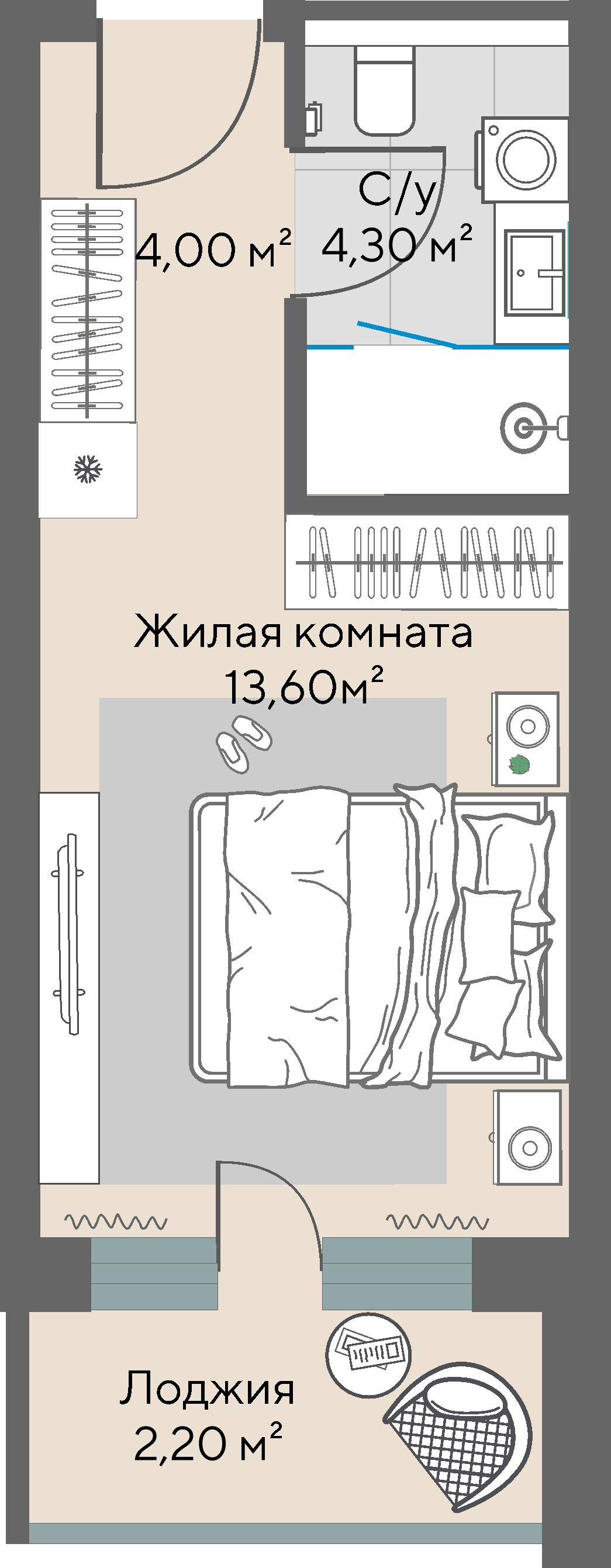1 к. квартира, пгт. Шерегеш, ул.Весенняя д.62,, кв. 921, пд.1, эт. 9/9, 24,1 м², 19 581 000 ₽, 812 490 ₽/м²