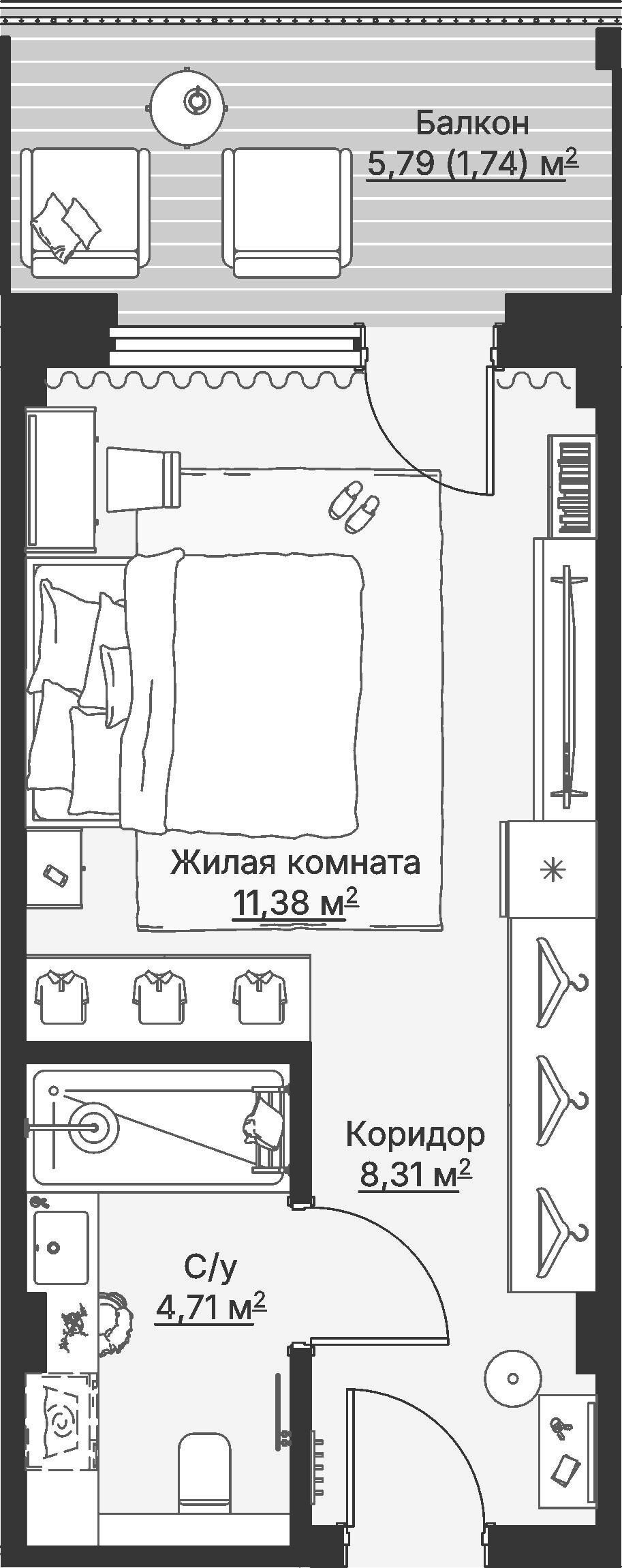 1 к. квартира (гостиничный номер), отель Шермонт 3 очередь, ул. Весенняя,  кв. 403, пд.1, эт. 4/12, 26,23 м², 12 396 000 ₽, 472 589 ₽/м²