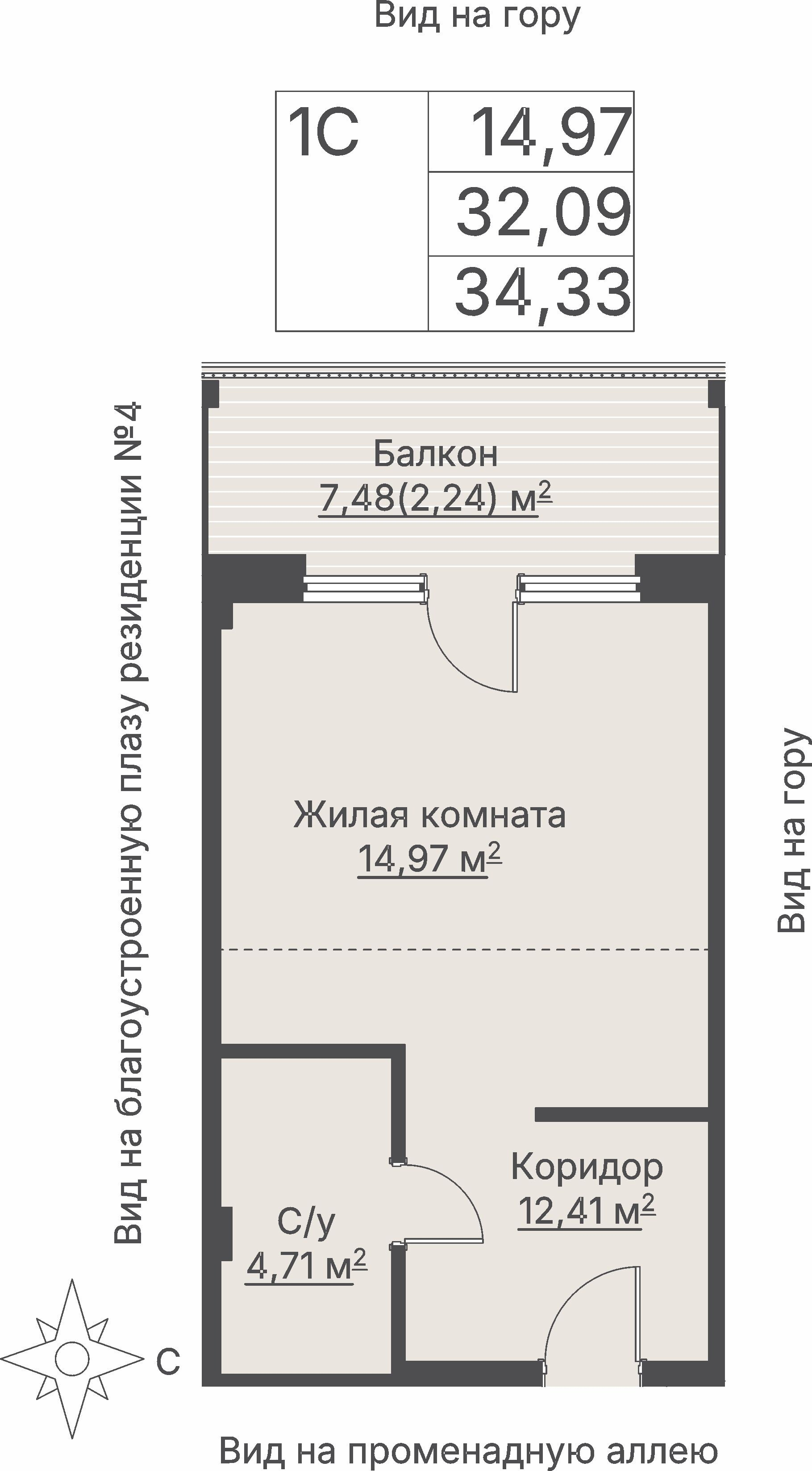 1 к. квартира (гостиничный номер), отель Шермонт 3 очередь, ул. Весенняя,  кв. 621, пд.1, эт. 6/12, 34,7 м², 15 610 000 ₽, 449 856 ₽/м²
