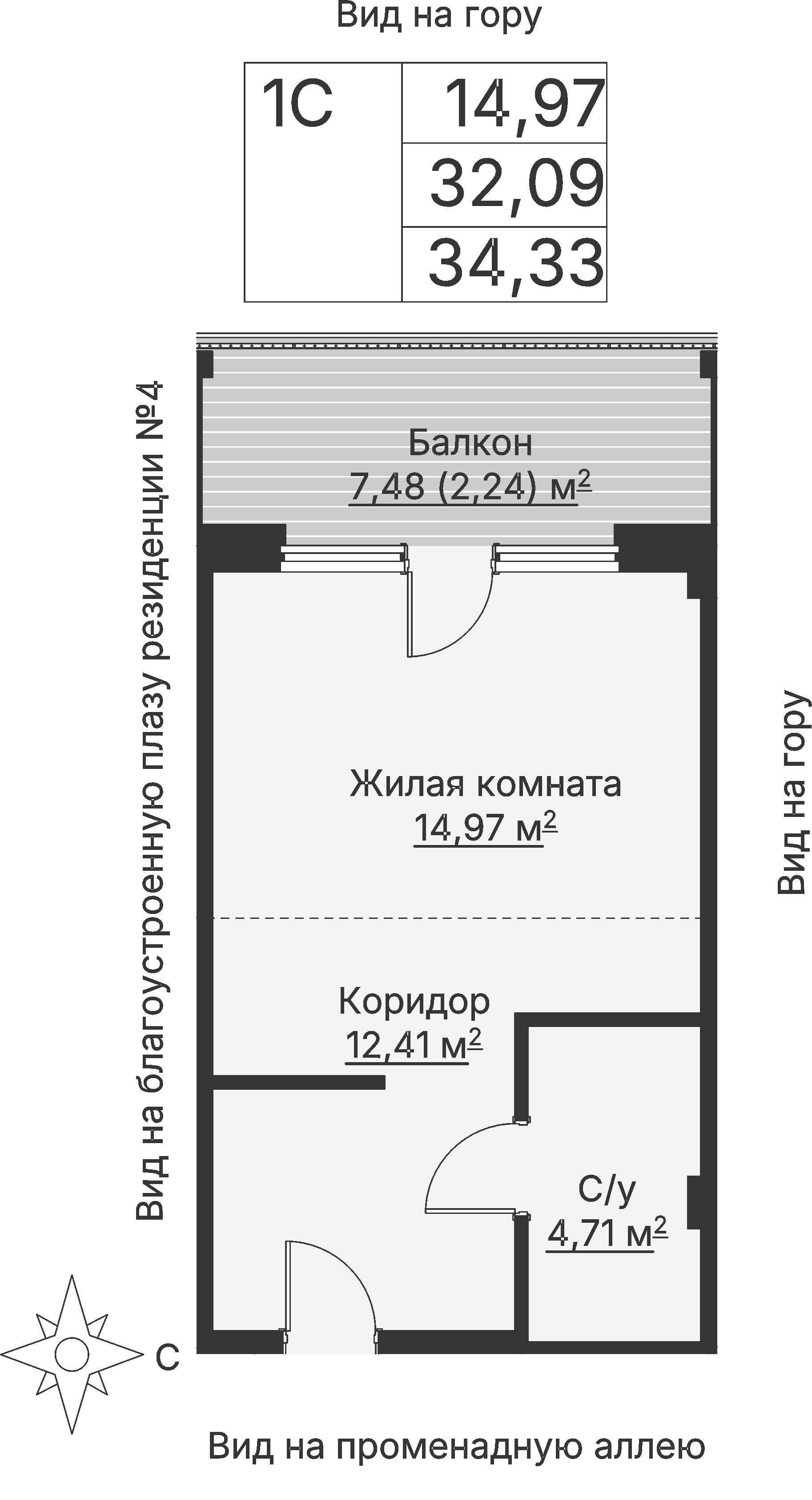 1 к. квартира (гостиничный номер), отель Шермонт 3 очередь, ул. Весенняя,  кв. 506, пд.1, эт. 5/12, 34,7 м², 15 507 000 ₽, 446 888 ₽/м²