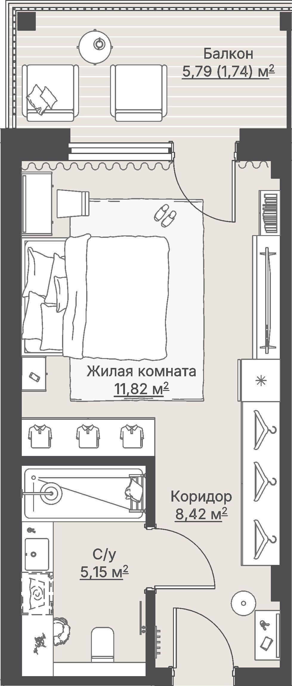 1 к. квартира (гостиничный номер), отель Шермонт 3 очередь, ул. Весенняя,  кв. 401, пд.1, эт. 4/12, 27,29 м², 12 841 000 ₽, 470 539 ₽/м²