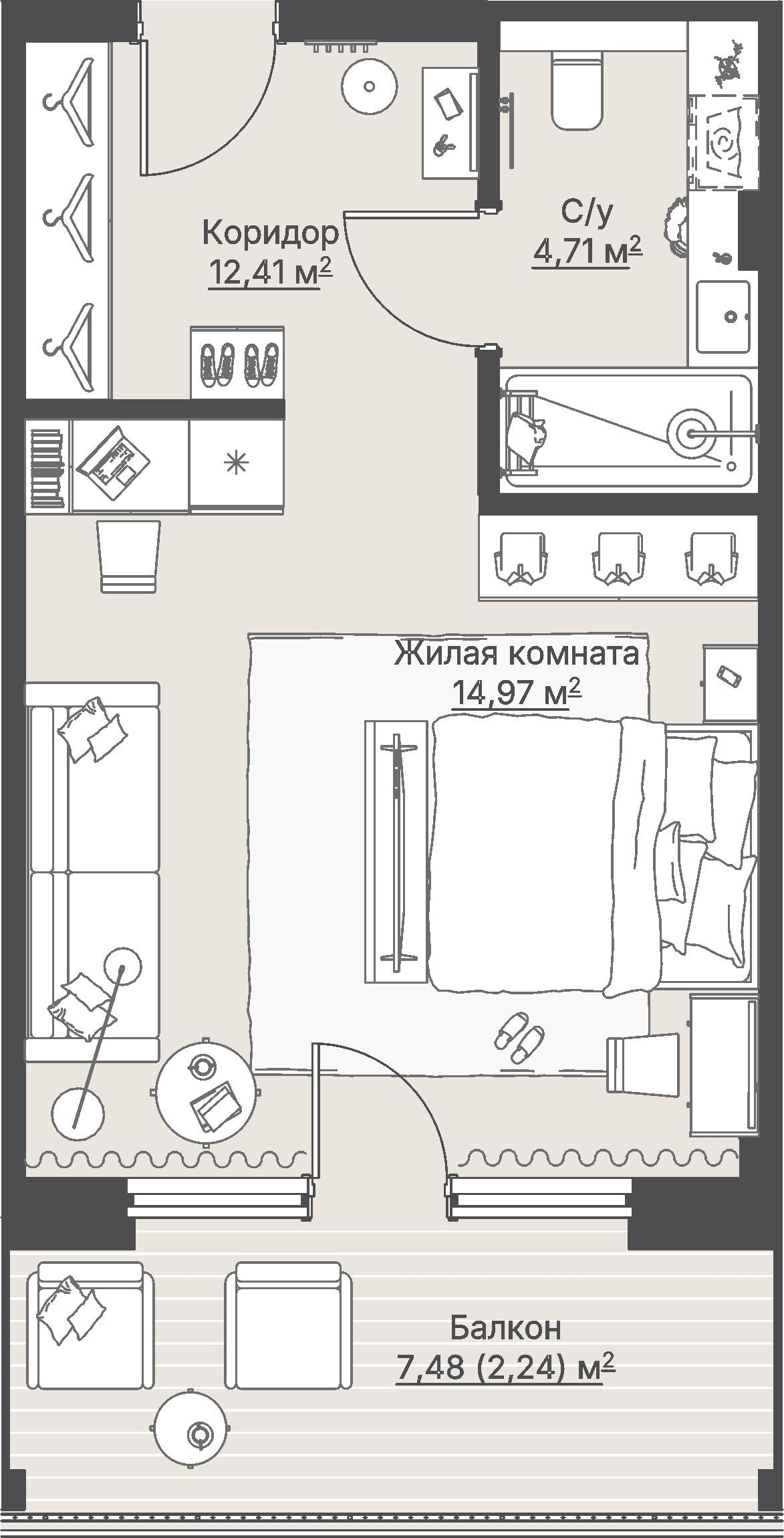 1 к. квартира (гостиничный номер), отель Шермонт 3 очередь, ул. Весенняя,  кв. 408, пд.1, эт. 4/12, 34,7 м², 13 894 000 ₽, 400 403 ₽/м²