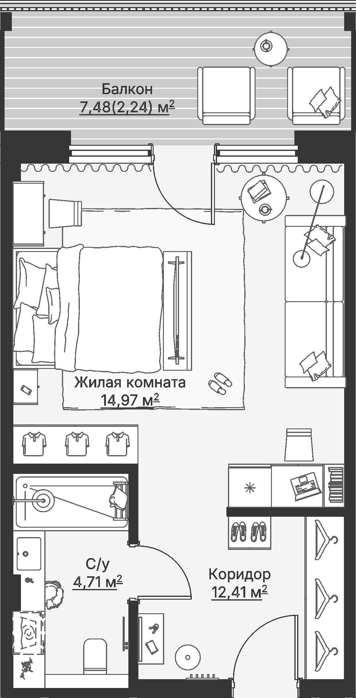 1 к. квартира (гостиничный номер), отель Шермонт 3 очередь, ул. Весенняя,  кв. 621, пд.1, эт. 6/12, 34,7 м², 15 610 000 ₽, 449 856 ₽/м²