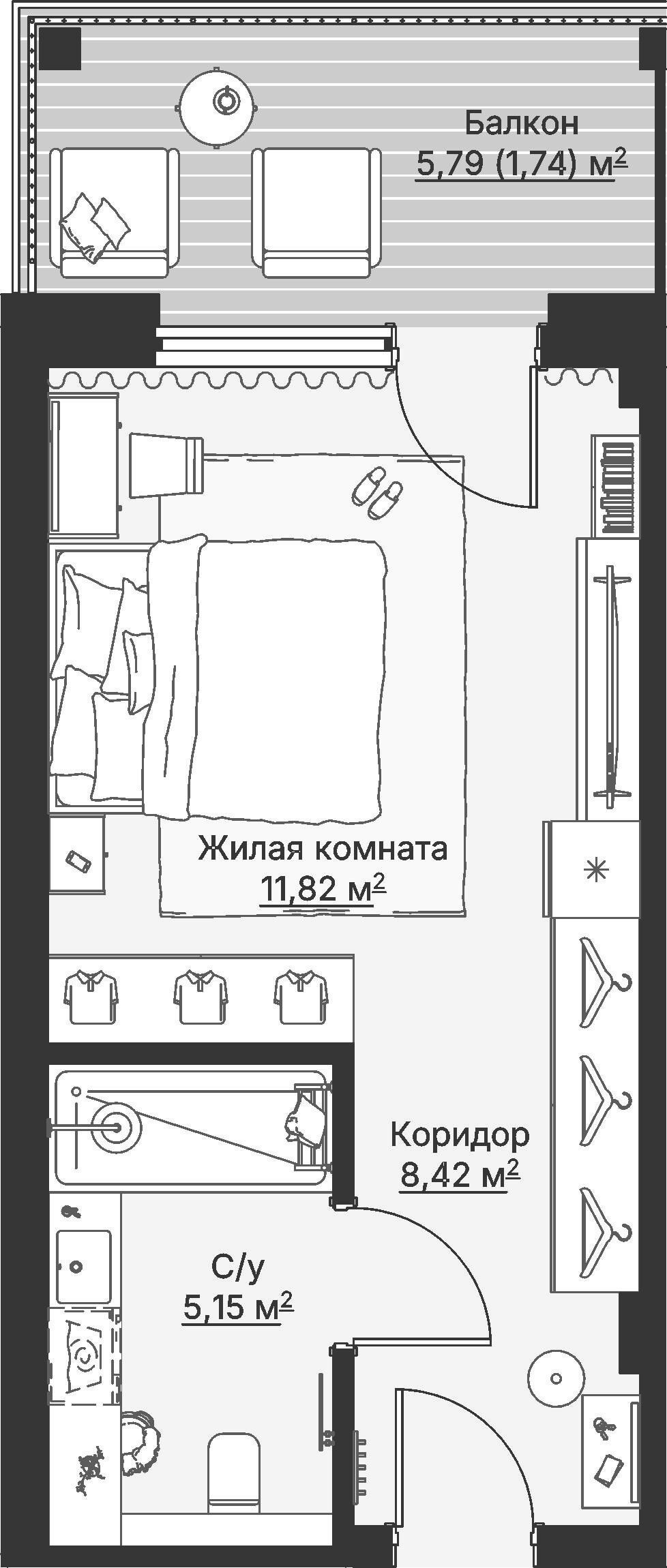 1 к. квартира (гостиничный номер), отель Шермонт 3 очередь, ул. Весенняя,  кв. 401, пд.1, эт. 4/12, 27,29 м², 12 841 000 ₽, 470 539 ₽/м²