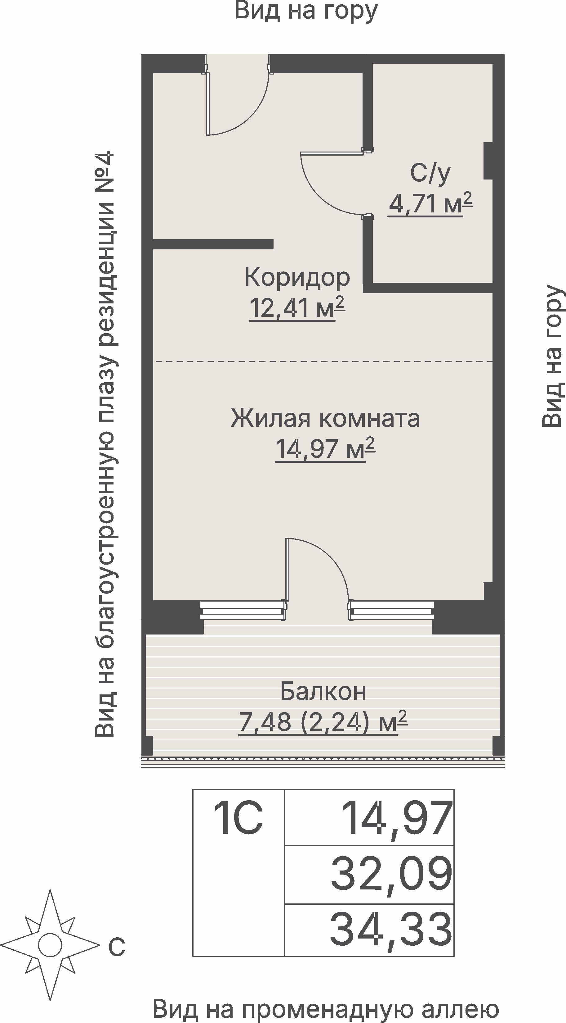 1 к. квартира (гостиничный номер), отель Шермонт 3 очередь, ул. Весенняя,  кв. 408, пд.1, эт. 4/12, 34,7 м², 13 894 000 ₽, 400 403 ₽/м²