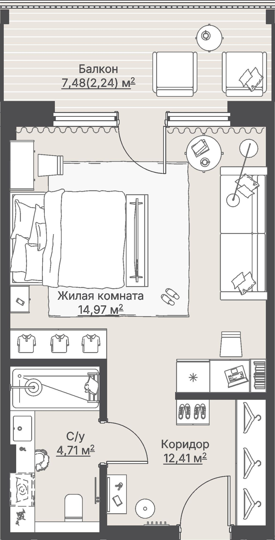 1 к. квартира (гостиничный номер), отель Шермонт 3 очередь, ул. Весенняя,  кв. 621, пд.1, эт. 6/12, 34,7 м², 15 610 000 ₽, 449 856 ₽/м²