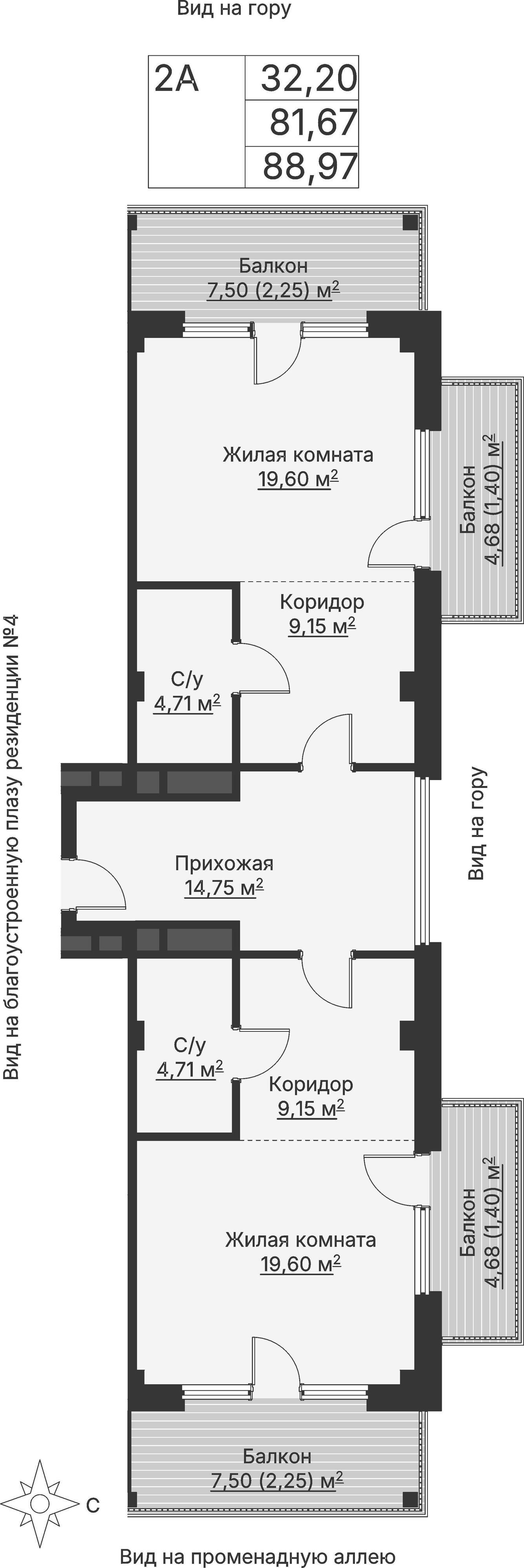 2 к. квартира (гостиничный номер), отель Шермонт 3 очередь, ул. Весенняя,  кв. 607, пд.1, эт. 6/12, 89,7 м², 33 755 000 ₽, 376 310 ₽/м²