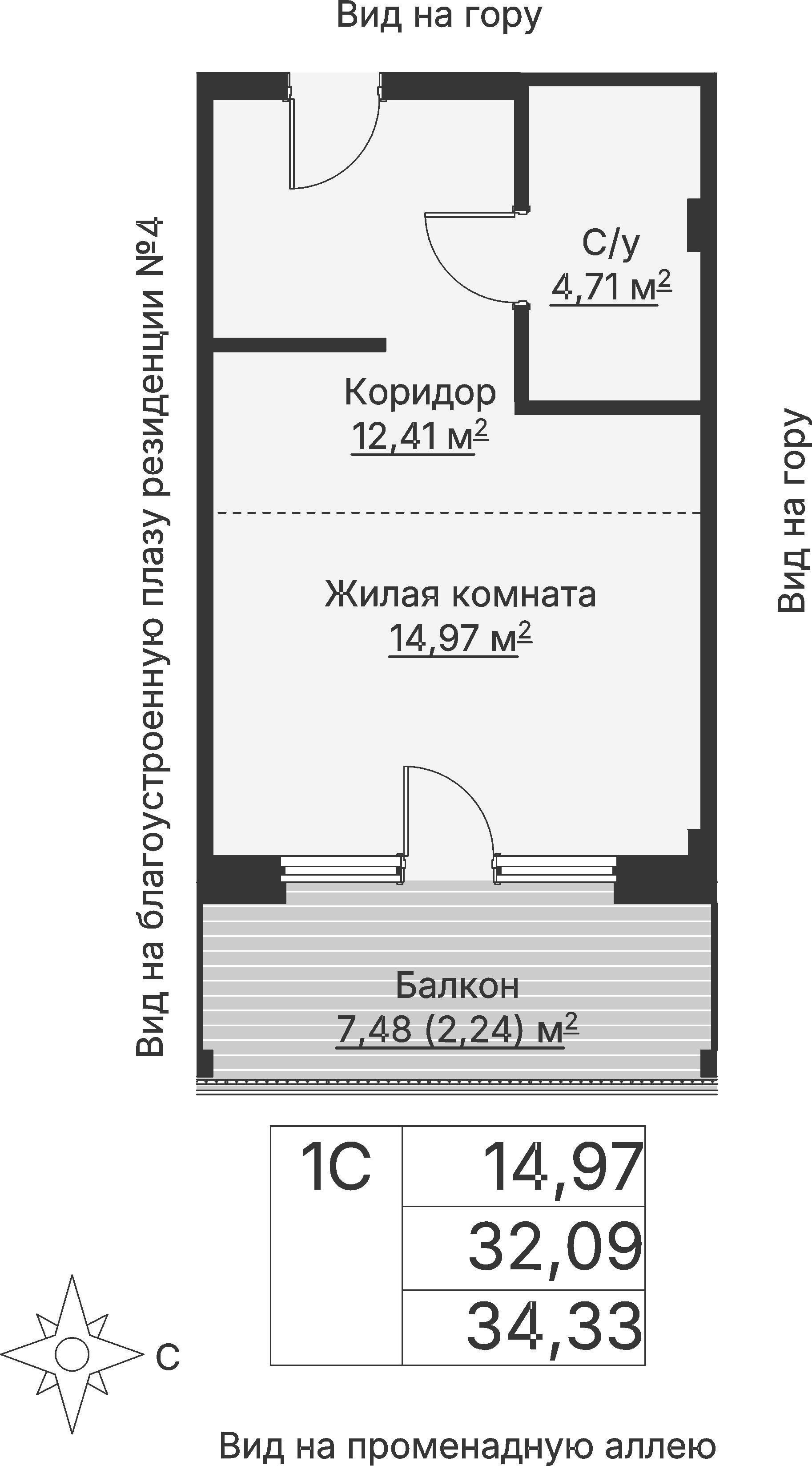 1 к. квартира (гостиничный номер), отель Шермонт 3 очередь, ул. Весенняя,  кв. 408, пд.1, эт. 4/12, 34,7 м², 13 894 000 ₽, 400 403 ₽/м²