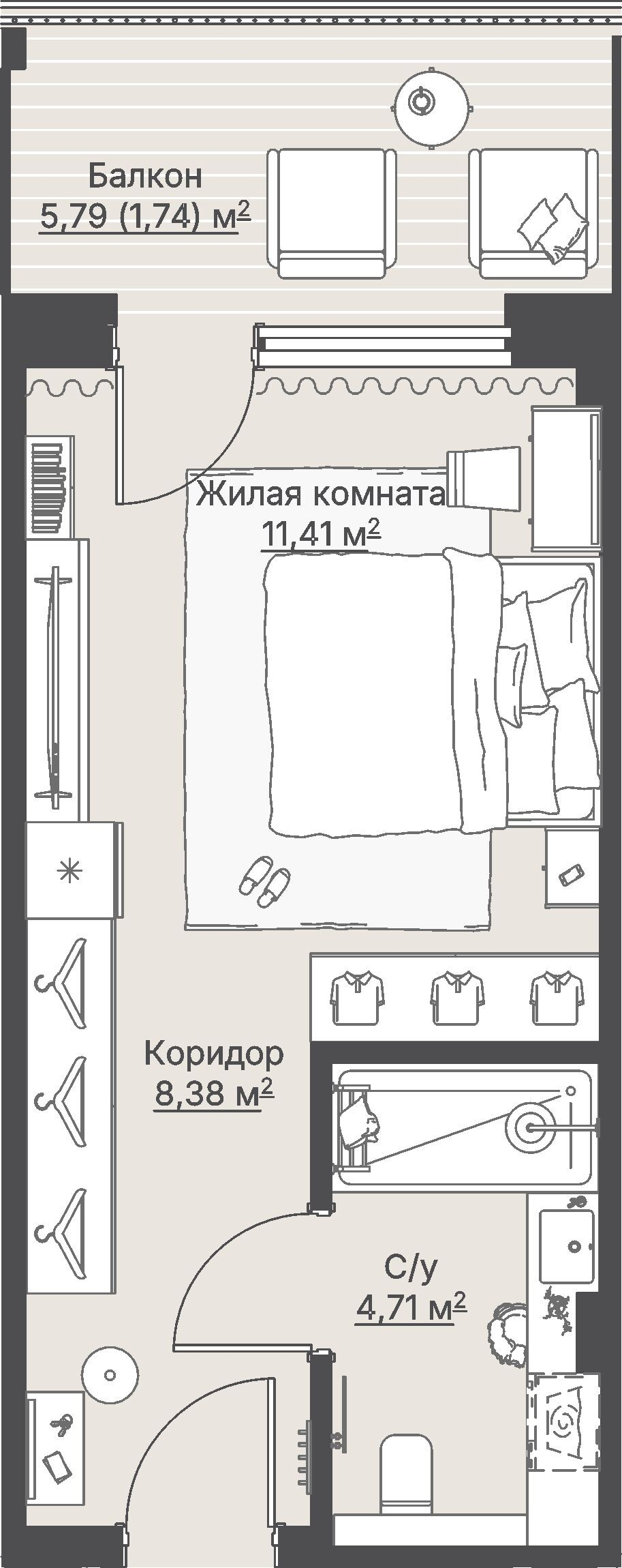 1 к. квартира (гостиничный номер), отель Шермонт 3 очередь, ул. Весенняя,  кв. 422, пд.1, эт. 4/12, 26,24 м², 13 103 000 ₽, 499 352 ₽/м²