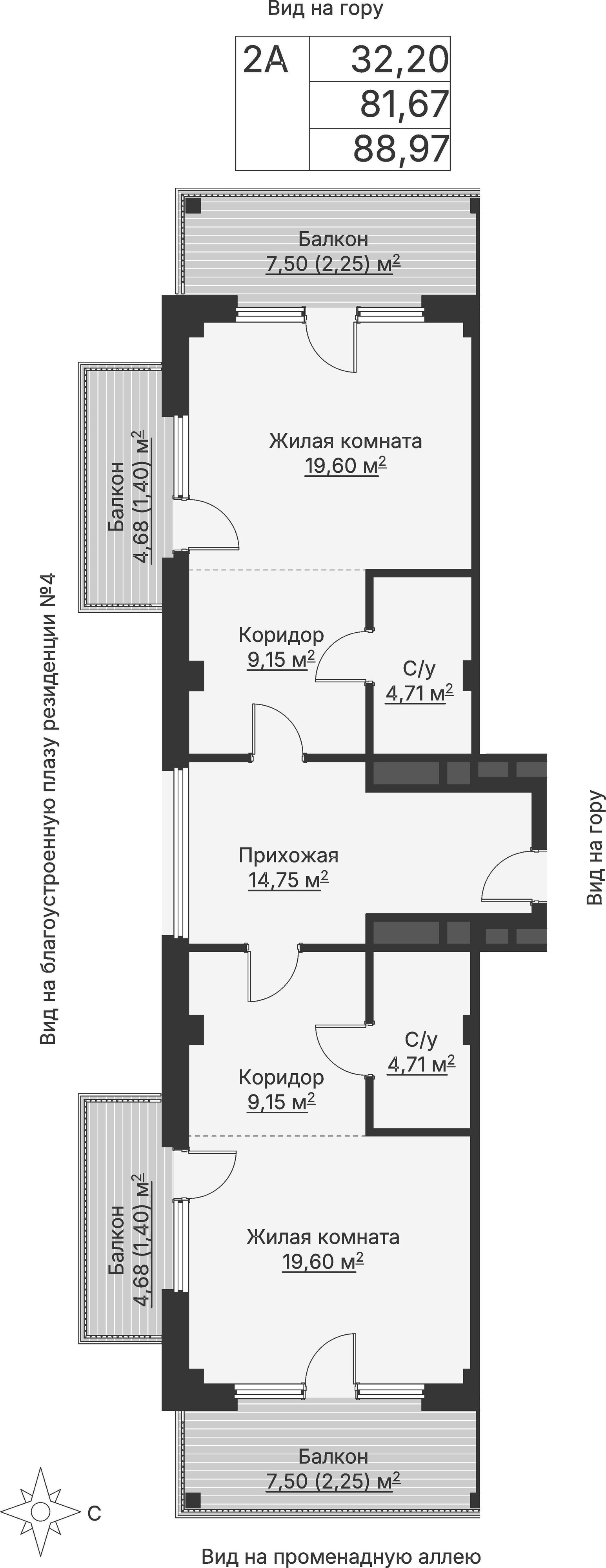 2 к. квартира (гостиничный номер), отель Шермонт 3 очередь, ул. Весенняя,  кв. 520, пд.1, эт. 5/12, 89,7 м², 31 004 000 ₽, 345 641 ₽/м²