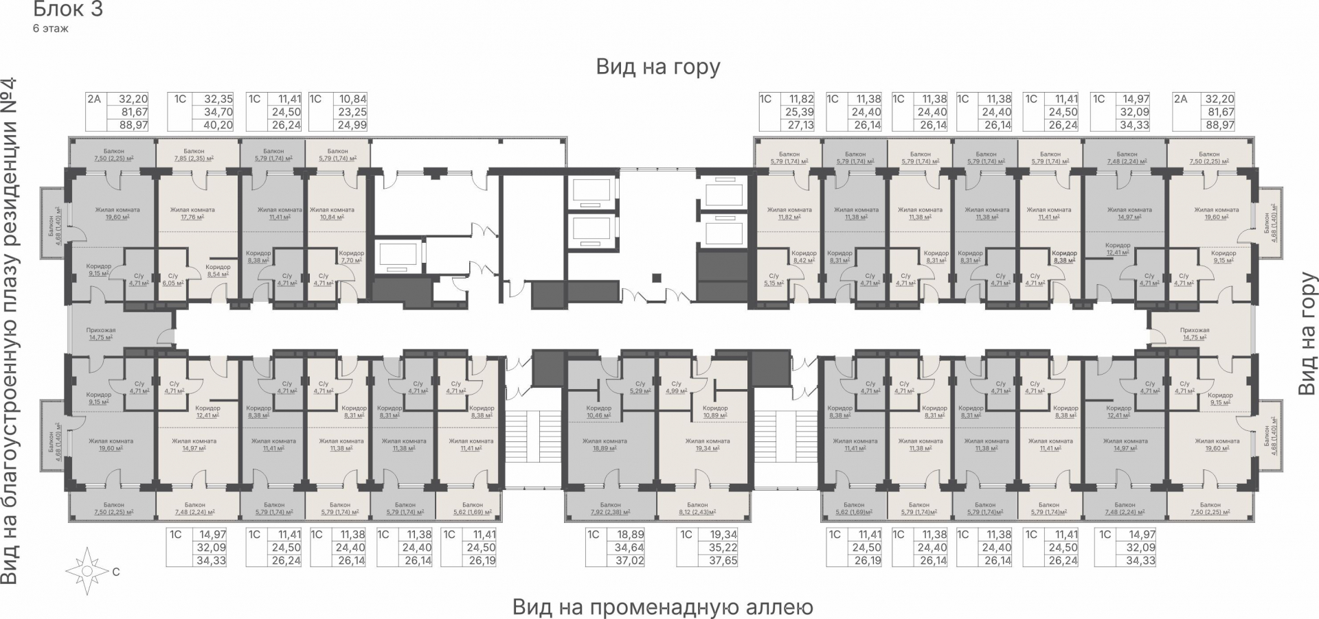 1 к. квартира, отель Шермонт 3 очередь, ул. Весенняя,  кв. 617, пд.1, эт. 6/12, 26,23 м², 11 519 000 ₽, 439 154 ₽/м²