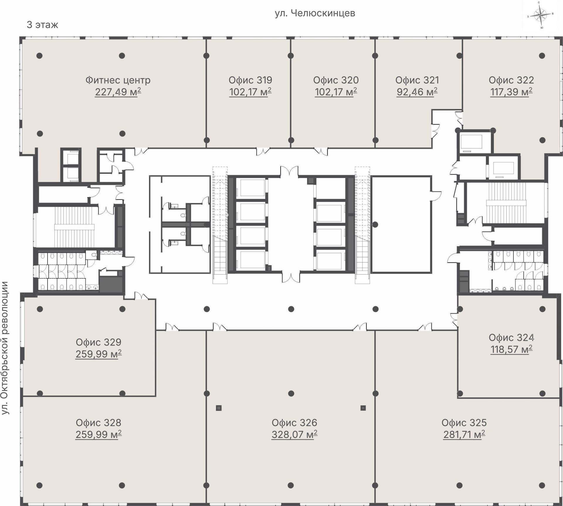 Коммерческий объект, 325,86 м², 127 085 000 ₽, 389 999 ₽/м², г. Екатеринбург, ул. Челюскинцев, д. 44,  №326, («Офисный центр на Челюскинцев»), этаж: 3/23