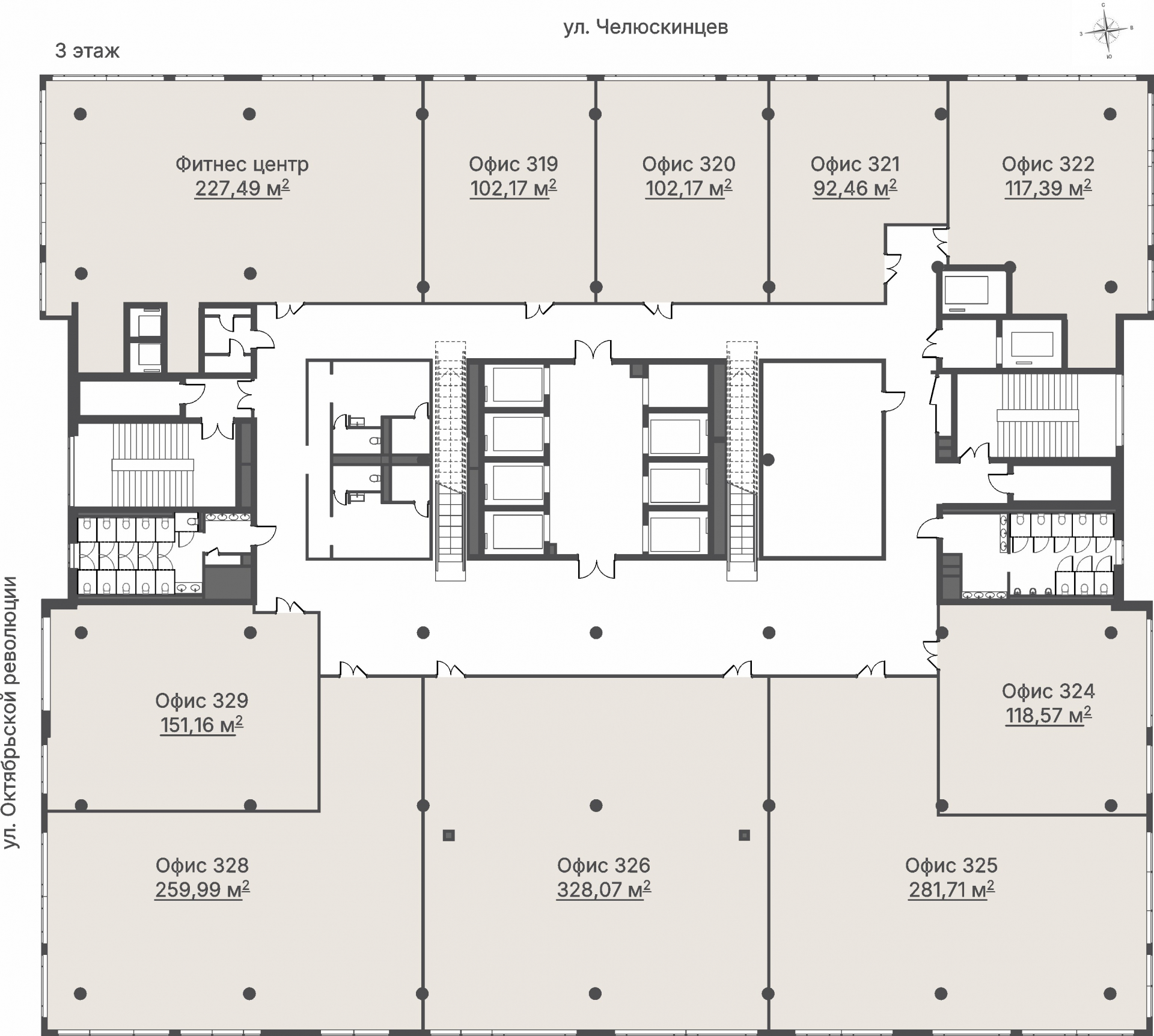 Коммерческий объект, 92,46 м², 41 607 000 ₽, 450 000 ₽/м², г. Екатеринбург, ул. Челюскинцев, д. 44,  №321, («Офисный центр на Челюскинцев»), этаж: 3/23