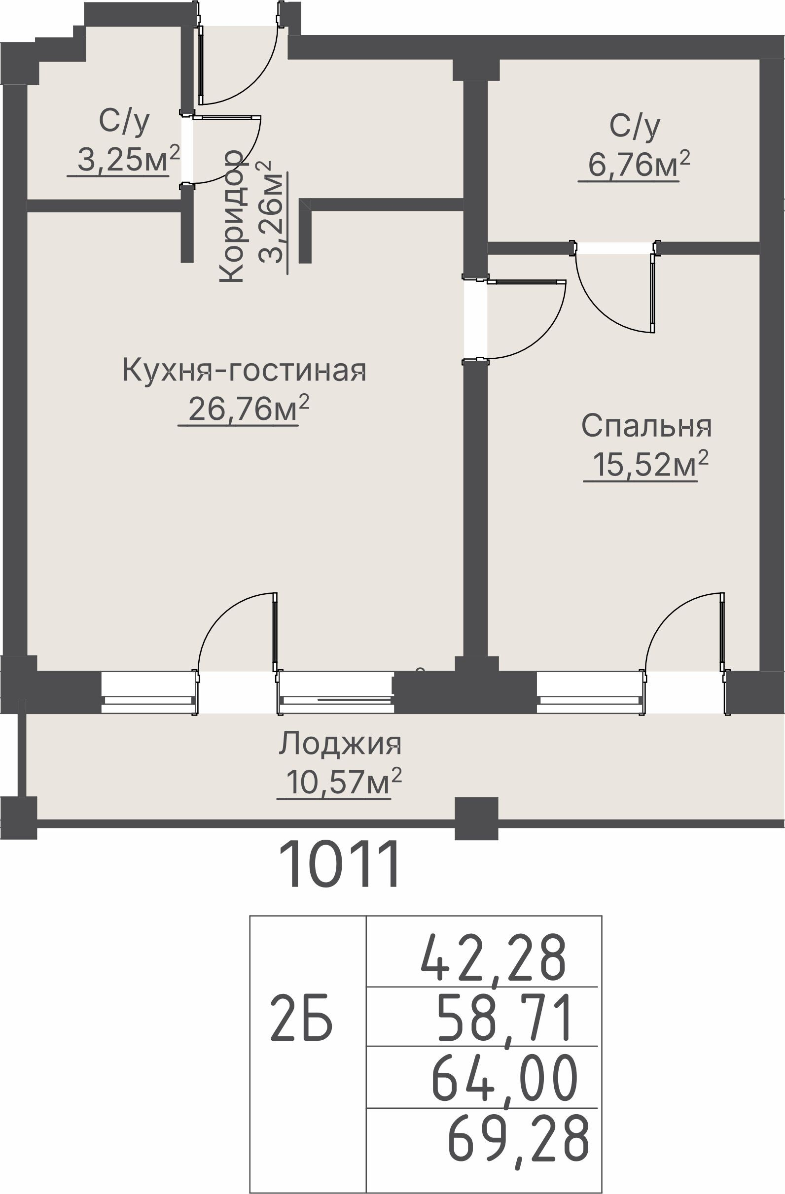 2 к. квартира, пгт. Шерегеш, ул.Весенняя д.62,, кв. 1011, пд.1, эт. 10/10, 64 м², 41 246 720 ₽, 644 480 ₽/м²