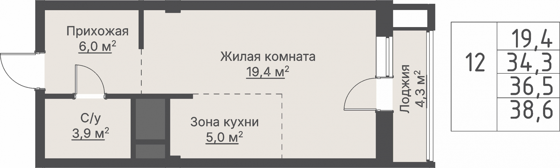 1 к. квартира, ЖК «Кедровый», ул. Кедровая, д. 1,  кв. 1-1.1-2-12, пд.1, эт. 2/8, 36,5 м², 10 640 000 ₽, 291 507 ₽/м²