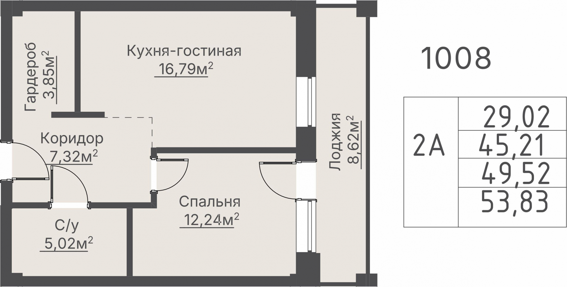 2 к. квартира, пгт. Шерегеш, ул.Весенняя д.62,, кв. 1008, пд.1, эт. 10/10, 49,52 м², 33 481 484 ₽, 676 120 ₽/м²