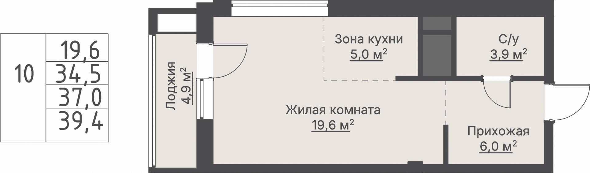 1 к. квартира, ЖК «Кедровый», ул. Кедровая, д. 1,  кв. 1-1.1-2-10, пд.1, эт. 2/8, 37 м², 11 010 000 ₽, 297 568 ₽/м²